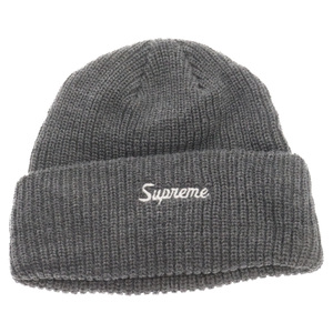 SUPREME シュプリーム 20AW Loose Gauge Beanie ルーズゲージ ロゴ刺繍 アクリルニット帽 ニットキャップ ビーニー グレー