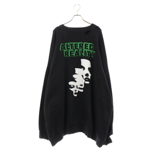 ラフシモンズ 22AW DESTROYED CREW NECK SWEAT ALTERED REALITY PRINT デストロイクルーネックスウェットトレーナー ブラック 222-M168