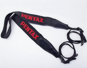 即決 送料140円から ペンタックス PENTAX 純正 ストラップ 刺繍ロゴ ブラック黒×レッド赤 ★長さ：約63.5cm(紐部除く) 幅：約3.8cm