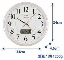 CASIO(カシオ) 掛け時計 電波 シャンパン 直径34cm アナログ カレンダー 表示 IC-1001J-9JF_画像2