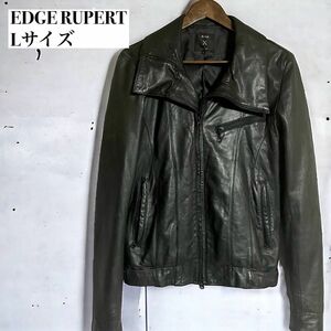 EDGE RUPERT ラムレザージャケット 羊革 Lサイズ ビッグカラー ライダース ブラック 黒 ルパート メンズ