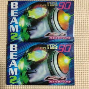 TDK BEAM2 90【光るカセットメカ】ハイポジション カセットテープ2本セット【未開封新品】■■