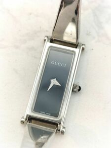 S22 不動品 1円～ グッチ GUCCI 1500L クオーツ QZ SS レディース 腕時計 黒文字盤 シルバー