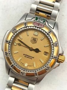 S8 稼働品 1円～ TAG HEUER タグホイヤー プロフェッショナル 200M クオーツ デイト 995.413 コンビ ゴールド文字盤 ボーイズ 腕時計