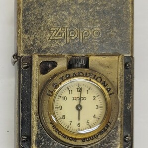 ZIPPO U.S.TRADITIONAL 時計付き made in US トラディショナル 中古 時計電池止まりの画像1