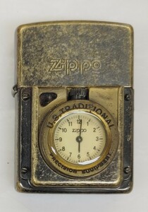 ZIPPO U.S.TRADITIONAL 時計付き made in US トラディショナル 中古　時計電池止まり