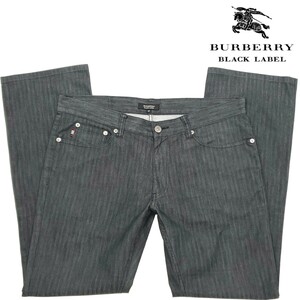 廃番ヘリンボーン◆BURBERRY BLACK LABEL◆W35位85ストライプパンツグレーバーバリーブラックレーベル三陽商会正規品ゴルフジーンズ 779