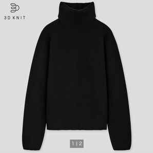 ユニクロ　3Dラムブレンドタートルネックセーター（長袖） Sサイズ　ブラック　ニットセーター