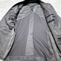 【希少XL】platinum COMME CA プラチナコムサ セットアップ ストライプ スーツ ビジネス ジャケットメンズ 大きいサイズ グレー 光沢感_画像4