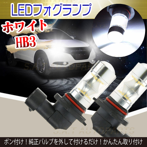 LED フォグランプ ホワイト 100W ハイパワー 2個 HB3 ハイビーム 12v 24v フォグライト 送料無料 SALE