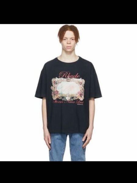 RHUDE BLACK COTTON T-SHIRT ルード　半袖　Tシャツ