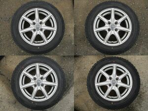 ▽F501【2018年製・溝あり】MILLOUS アルミホイール 4穴 PCD100 スタッドレスタイヤ付き 4本set DUNLOP WINTERMAXX WM01 175/65R14