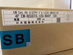 020♪未使用品♪日本製線 LANケーブル Cat6A 4PEM-NSGDT6-10G-WARP(SB) 300m