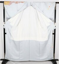 訪問着 袷 正絹 ライトグレー 赤紫 緑 赤茶 梅 菊 椿 Lサイズ ki29199 未使用品 ほうもんぎ レディース ギフト フォーマル 送料込み_画像10