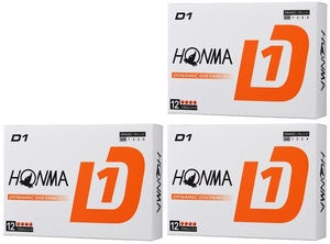 HONMA 本間ゴルフ ボール 2024年モデル D1 3ダースセット オレンジ