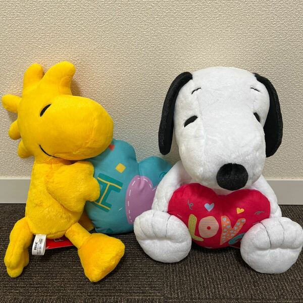 【新品 未使用】SNOOPY スヌーピー Lぬいぐるみ ハート 2個セット ウッドストック グッズ アミューズメント景品 非売品 2024 snoopy