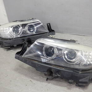 H21年 E90 BMW 320i 4ドア 右H ABA-VA20 純正 HID ヘッド ライト ランプ レンズ 左右 程度難あり /30【6-9121】84582の画像1