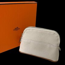 1円未使用 HERMES エルメス ボリードポーチ ミニ キャンバス B刻印_画像1