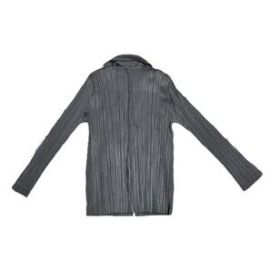 1円美品 ISSEY MIYAKE イッセイミヤケ PLEATS PLEASE カーディガン スカート セットアップ ポリエステル グレー系 レディース サイズ3の画像4