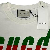 1円GUCCI グッチ 国内正規品 タグ付き 箱付 ロゴ 半袖 Tシャツ コットン100% 白 メンズ XLサイズ 565806_画像3