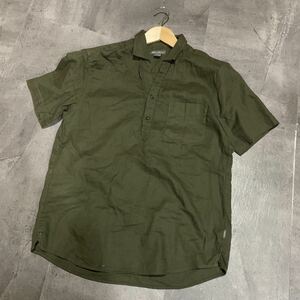 B ▼ 都会のカジュアルウェア '着心地抜群' Eddie Bauer エディーバウアー ストレッチ 半袖 シャツ size:S メンズ カーキ アウトドア