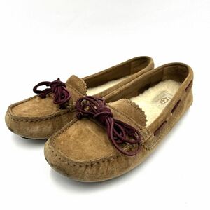 ■ 人気モデル '極上レザー使用' UGG australia アグ MEENA2 ミーナ2 SUEDE LEATHER ボア デッキシューズ / モカシン 24.5cm 靴 1006035