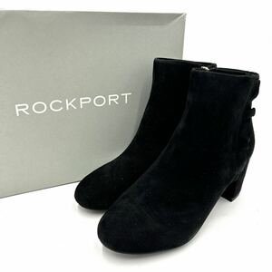 ■ 良品 / 箱付き '履き心地抜群' ROCKPORT ロックポート SUEDE サイドジップ ショートブーツ / ブーティ 22.5cm レディース 婦人靴 BLACK