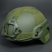 ヘルメット MICH2000タイプ 樹脂製 レールマウント NVGマウントベース付き [ グリーン ] プラスチックヘルメット_画像4