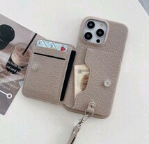 GooglePixel7a ケース　ベージュ　レザー風　カードケース　ストラップ_画像3