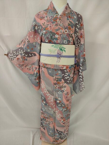 美品 正絹袷 友禅小紋Mサイズ単品
