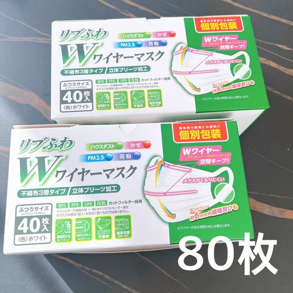 リブふわ　Wワイヤーマスク　個別包装　80枚