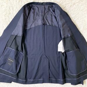 黒タグ ARMANI MILANO LINE スナップボタン 羊毛 ホップサック 春夏 テーラードジャケット 紺ブレザー ネイビー エンポリオアルマーニ XLの画像6