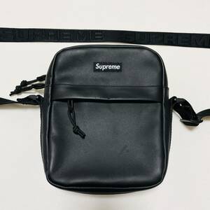 ほぼ新品 Supreme Leather Shoulder Bag Black 2.5L 23aw 2023年 黒 ブラック レザー ショルダーバッグ ネックポーチ ボックスロゴ