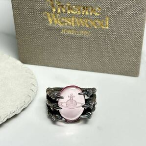 ヴィヴィアンウエストウッド ピンク カボション クロウ リング vivienne westwood 指輪 シルバー 激レア ピンクガラス 爪リングの画像1