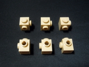 凸レゴ凸　%26604　1x1側面ポッチ2つ付ブロック（タン）　6個
