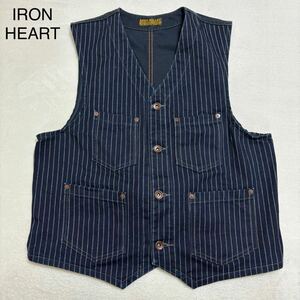 【即完/美品】IRON HEART アイアンハート ヒッコリー ストライプ ベスト