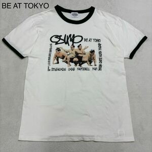 美品 BE AT TOKYO 大相撲 ショーンフォント リンガーTシャツ 緑