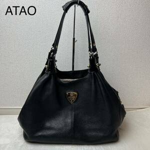 美品 ATAO アタオ オールレザー ワンショルダーバッグ ブラック