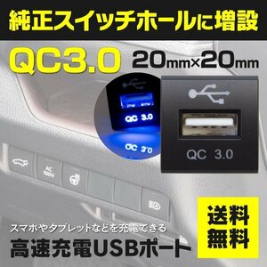 【送料無料】USBポート QC3.0対応 スイッチホールカバー 22mm×22mm【タント タントカスタム LA650S LA660S】