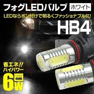 【ネコポス送料無料】フォグLEDバルブ HB4 HPW 6W 4SMD ホワイト 【2個セット】レジアスエース KDH200,TRH200 H16.8～H25.11