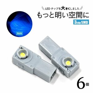 【ネコポス限定送料無料】LEDインナーランプ 3chip LEDラ イト フットライト コンソール グローブボックス ブルー / 青 6個