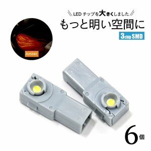 【ネコポス限定送料無料】LEDインナーランプ 3chip LEDラ イト フットライト コンソール グローブボックス イエロー / アンバー 6個