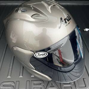程度上 Arai アライ MZ レオングレー Mサイズ スモークシールド付き ジェットヘルメットの画像2