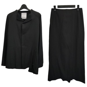 Yohji Yamamoto FEMME 2000aw シルク アシンメトリー ラウンドヘム セットアップ　00aw ファム ジャケット スカート シャツ スーツ ウール