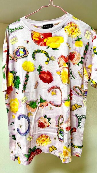 GUCCI 花柄　半袖Tシャツ　ピンクM