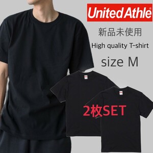 新品 ユナイテッドアスレ 5.6oz ハイクオリティー Tシャツ ブラック 黒 2枚 Mサイズ United Athle 500101 High Quality T-shirt