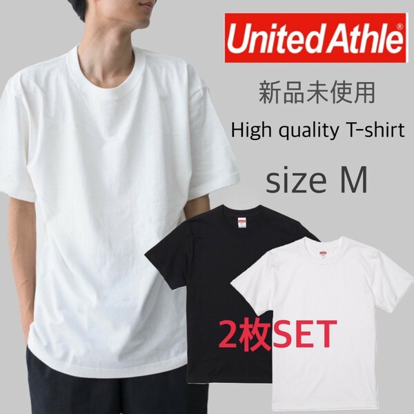 新品 ユナイテッドアスレ 5.6oz ハイクオリティー Tシャツ ホワイト ブラック 2枚 Mサイズ United Athle 500101 High Quality T-shirt