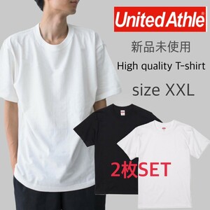 新品 ユナイテッドアスレ 5.6oz ハイクオリティー Tシャツ ホワイト ブラック 2枚 XXLサイズ United Athle 500101 High Quality T-shirt
