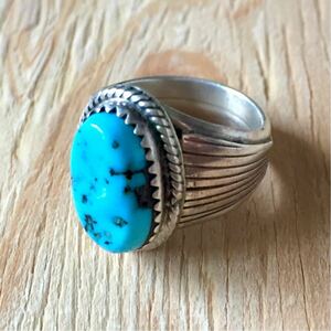 NAVAJO Running Bear Studio Turquoise ring ナバホ族 ランニングベア スタジオ ターコイズリング 指輪 STERLING SILVER925 INDIAN JEWELRY