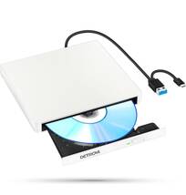 DETROVA 外付けDVD/CDドライブ DVDレコ CD/DVD-Rプレイヤー USB3.0&Type-C両用ケーブル Window/Linux/Mac OS対応 読み出し&書き込み_画像1